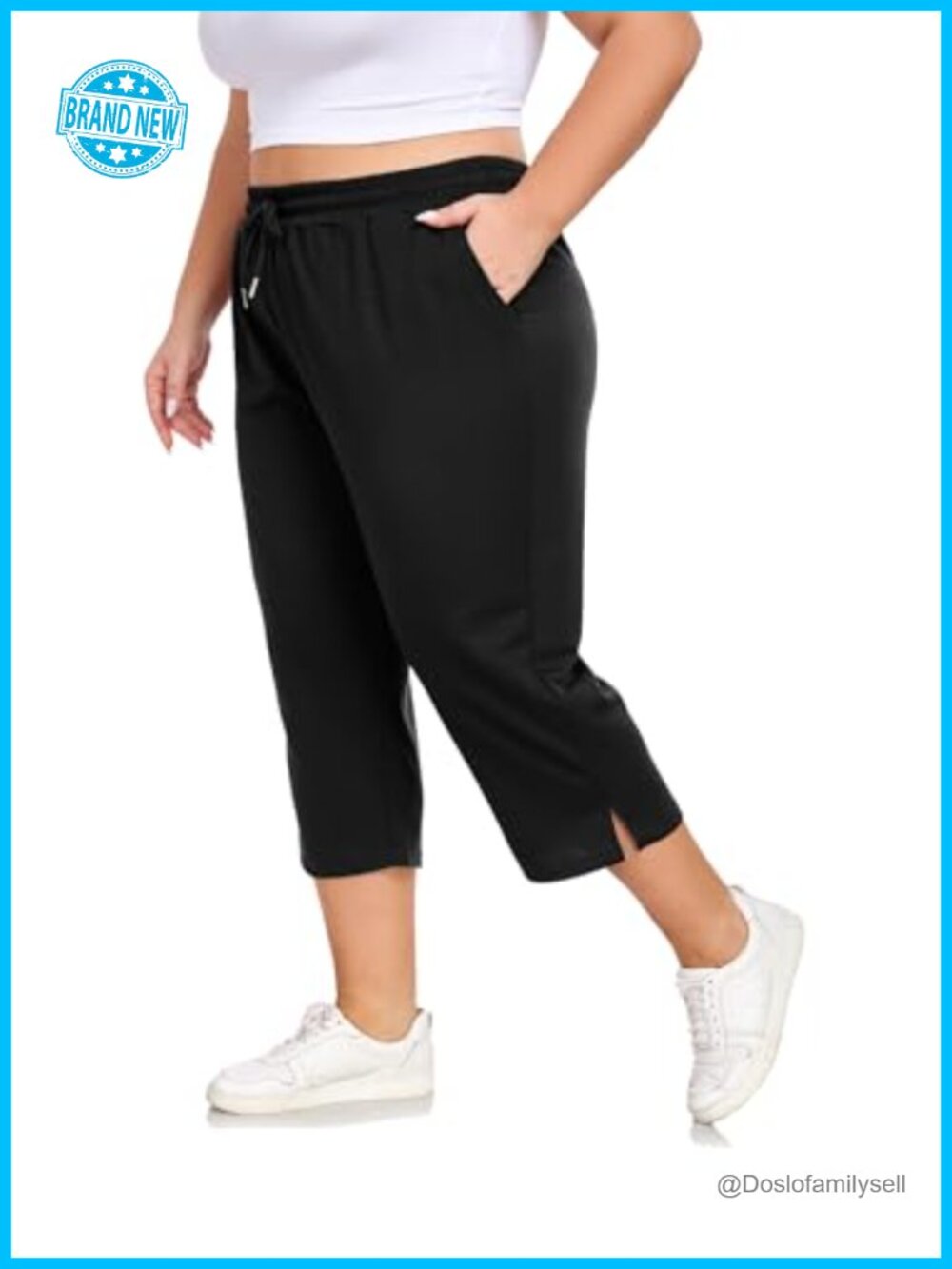 Plus Size Capri Yoga Pants Loose Fit with Pockets Activewear Sweatpants